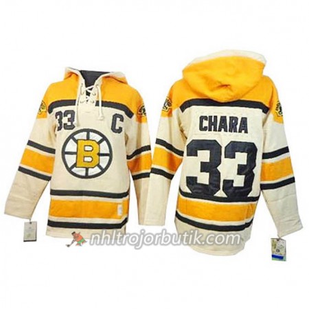 Män Ishockey Boston Bruins Zdeno Chara 33 Cream Sawyer Hooded Sweatshirt
